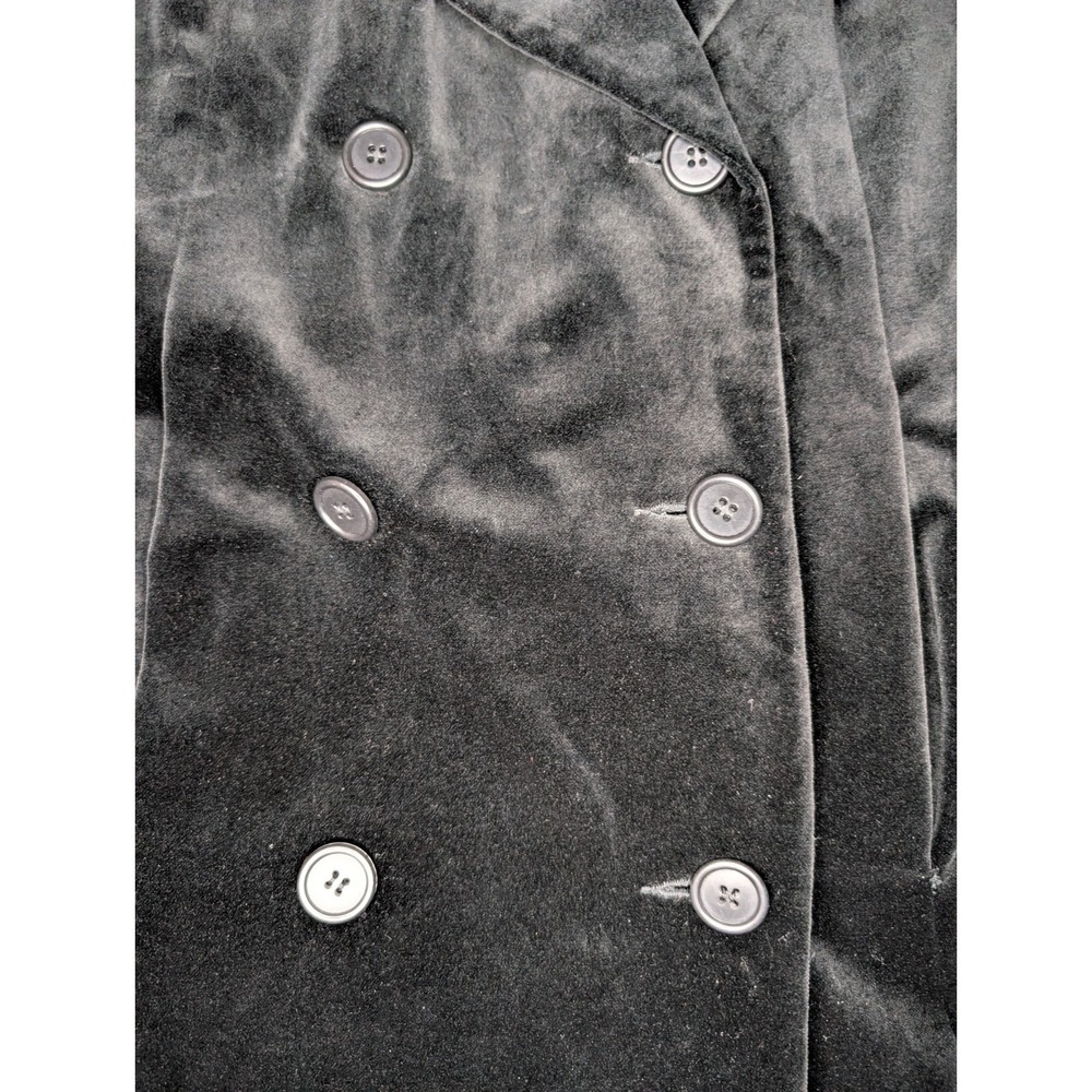 Vintage Larry Levine Black Velvet Double Breasted Trench Coat Women's Large - Picture 2 of 12
